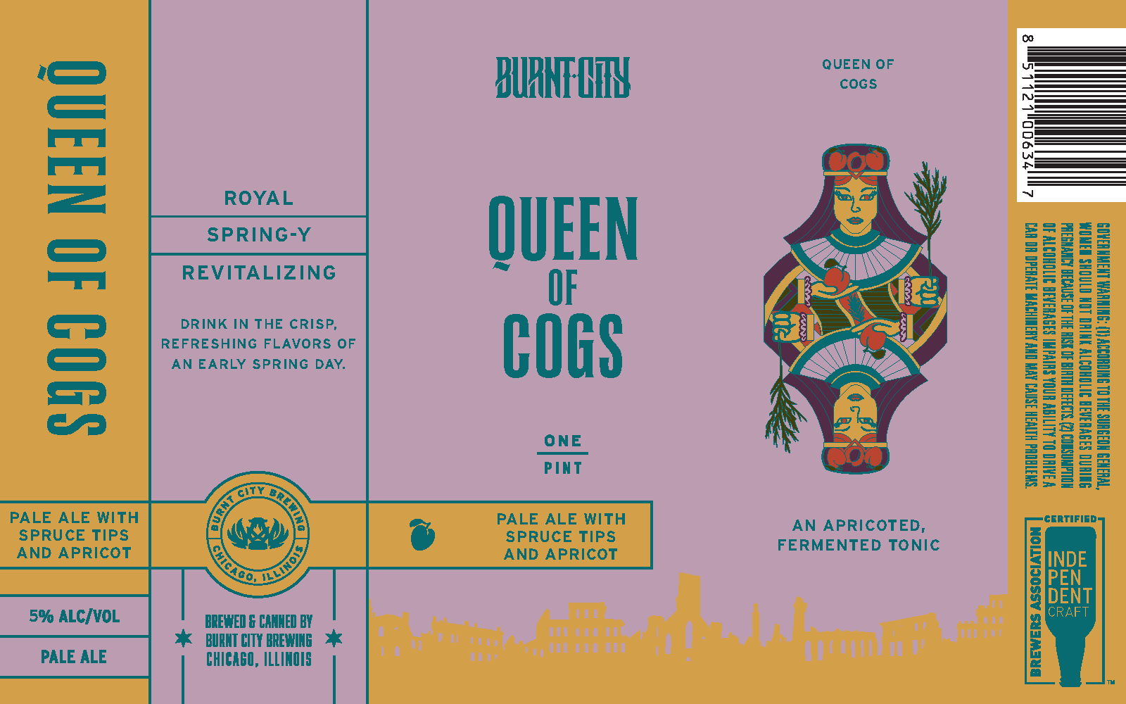 Queen of Cogs Pale Ale Burnt City Brewing Label