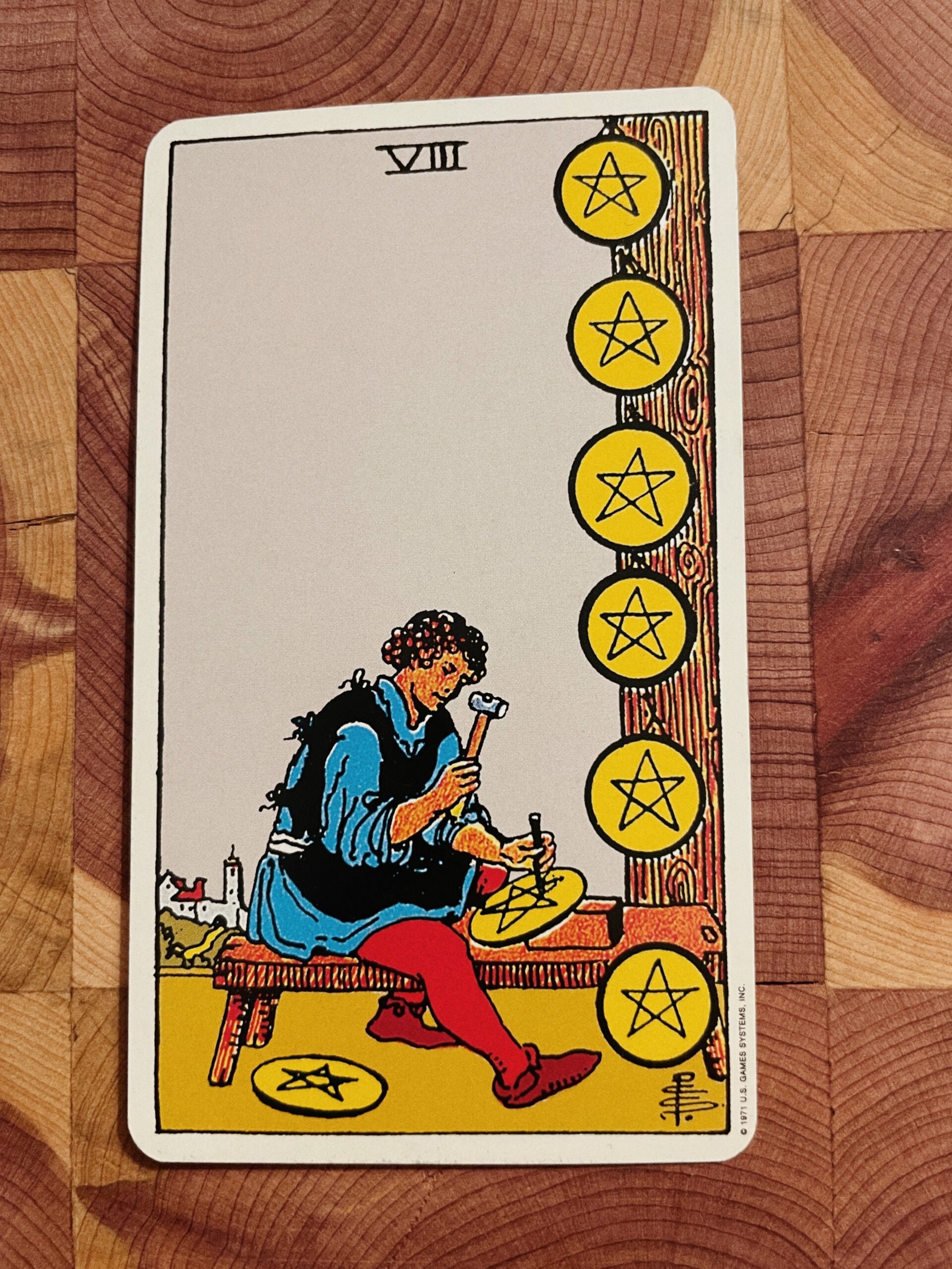 8 of Pentacles Rider Waite Tarot Deck